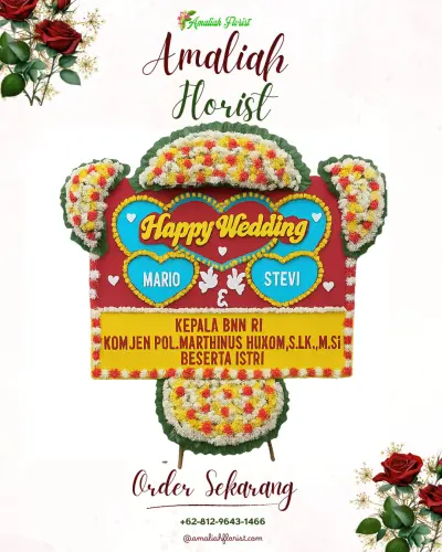 Karangan Papan Bunga Pernikahan di Wyndham Opi Hotel Palembang